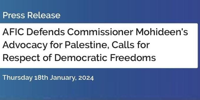 AFIC Press Release: Defends Advocacy for Palestine